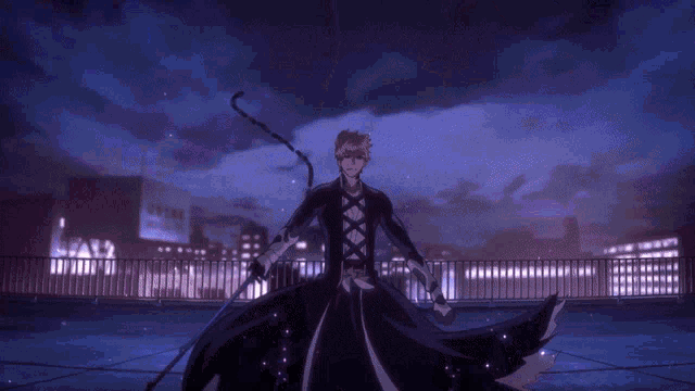 imagem do Ichigo usando seu ataque conhecido como Getsuga Tenshou